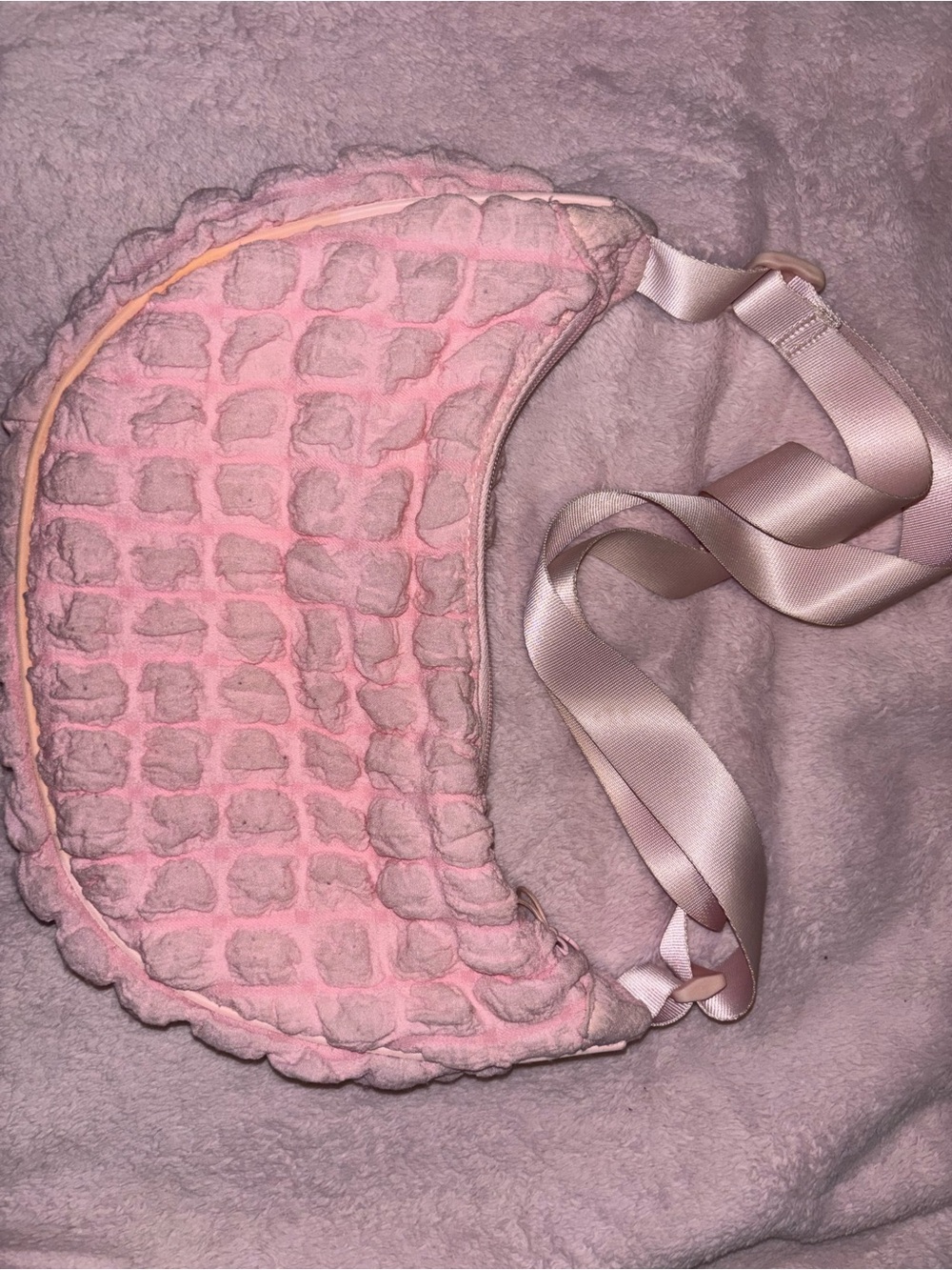 wild fable Light Pink Quilted Crescent Shoulder Bag